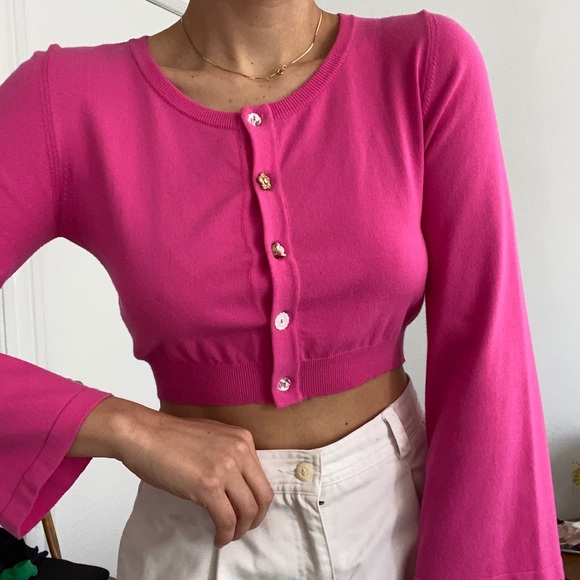 NWOT VDP vintage Pink cardigan sweater - Picture 2 of 9